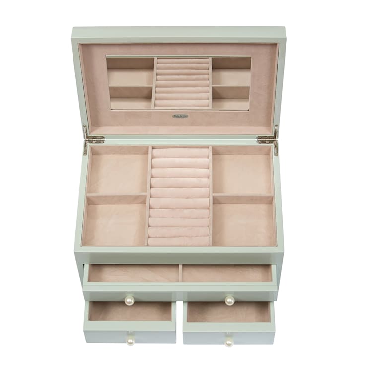Mele and Co Bianca Wooden Jewelry Box in Seafoam Finish 1BTTJA