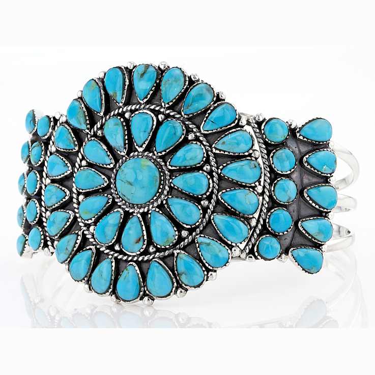 Kingman Turquoise Cuff Bracelet In Sterling Silver