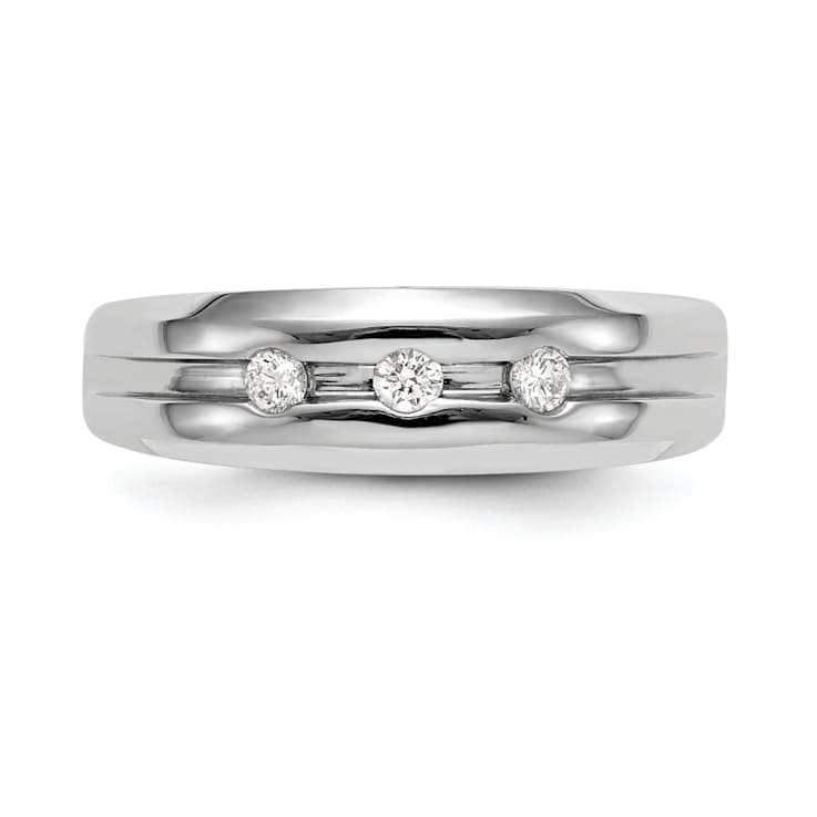 Rhodium Over 14K White Gold Lab Grown Diamond SI1/SI2, G H I, Men's Band