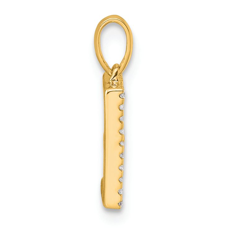 14k Yellow Gold Diamond Letter E Initial Pendant