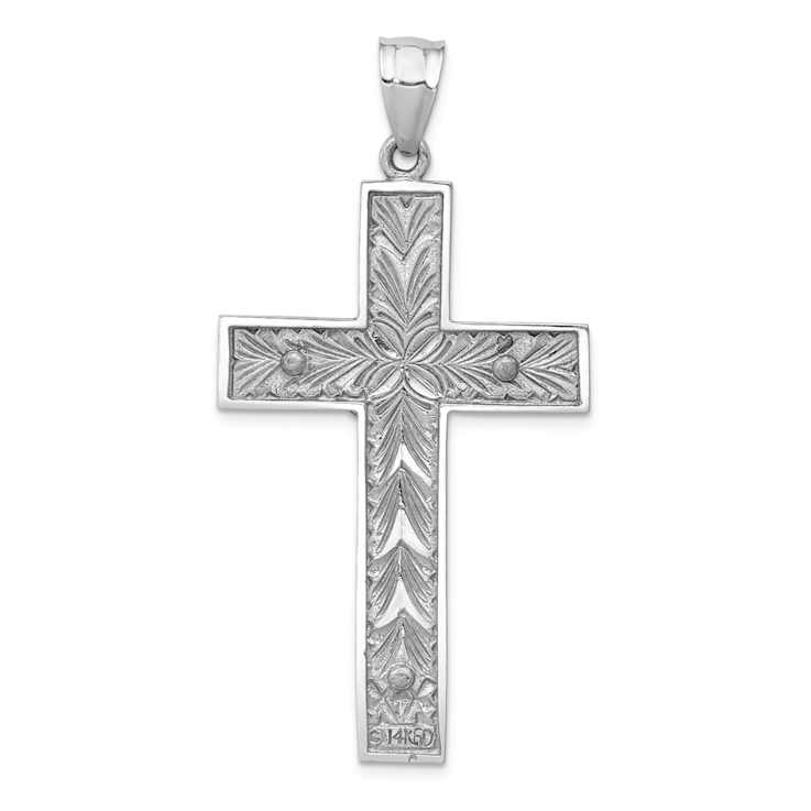 14k Yellow Gold and 14k White Gold Textured Crucifix Pendant