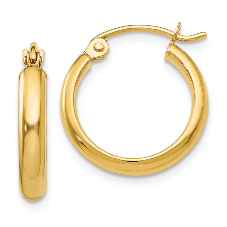 14k Yellow Gold Polished 9/16" Hoop Earrings