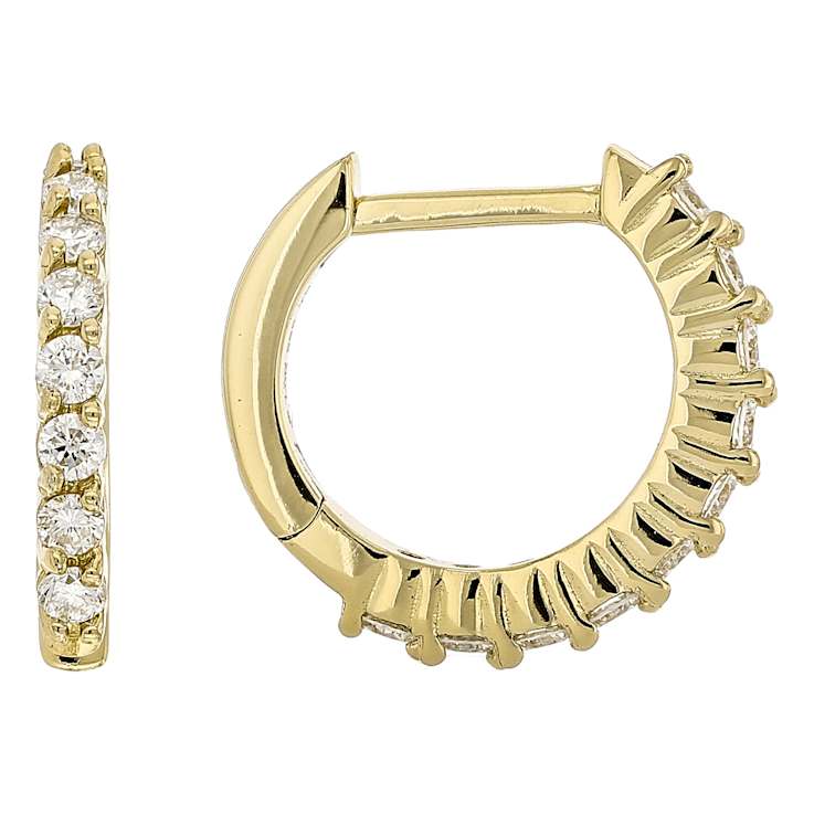 Lab-Grown Diamond Huggie and Hoop Earring Set in 14K Gold Over Sterling Silver