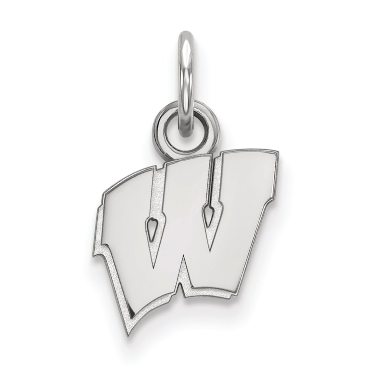 Rhodium Over Sterling Silver LogoArt University of Wisconsin Extra Small Pendant