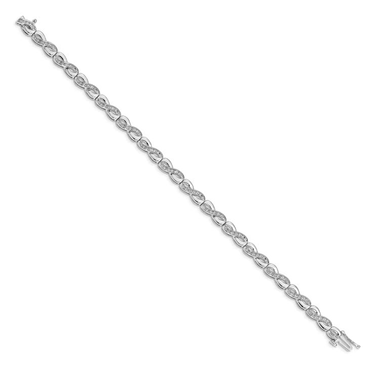 Rhodium Over 14k White Gold Diamond Infinity Link Bracelet