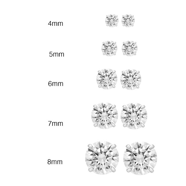 14k White Gold Cubic Zirconia Stud Earrings - 5MM
