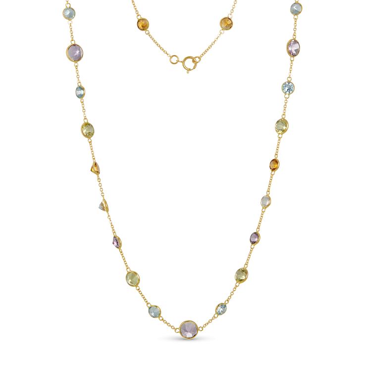 Multi-Gem 14k Rose Gold 18" Necklace 16.79ctw