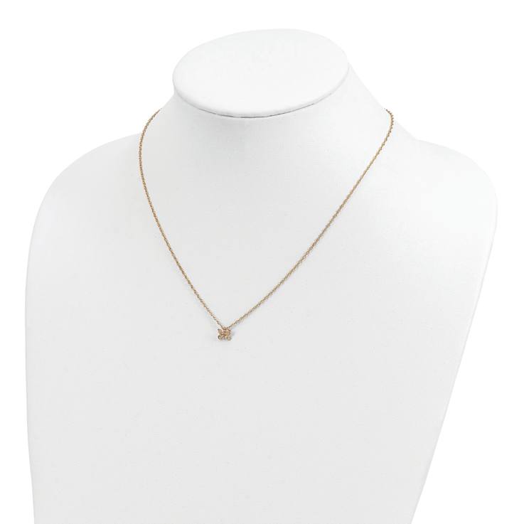 10k Yellow Gold With 12k Rose Gold and 12k Green Gold Accent Butterfly
Pendant With 18 Inch Chain