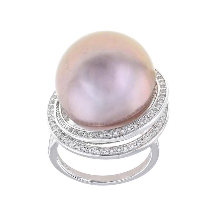 Large Lavender Pearl Statement Ring With Topaz In Sterling Silver