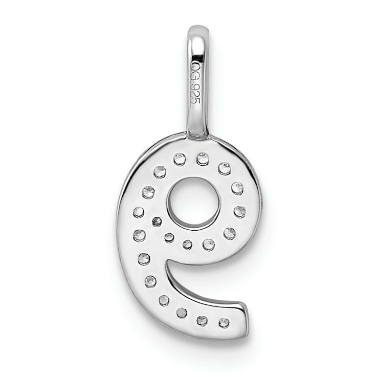 Rhodium Over 14k White Gold Diamond Number 9 Pendant
