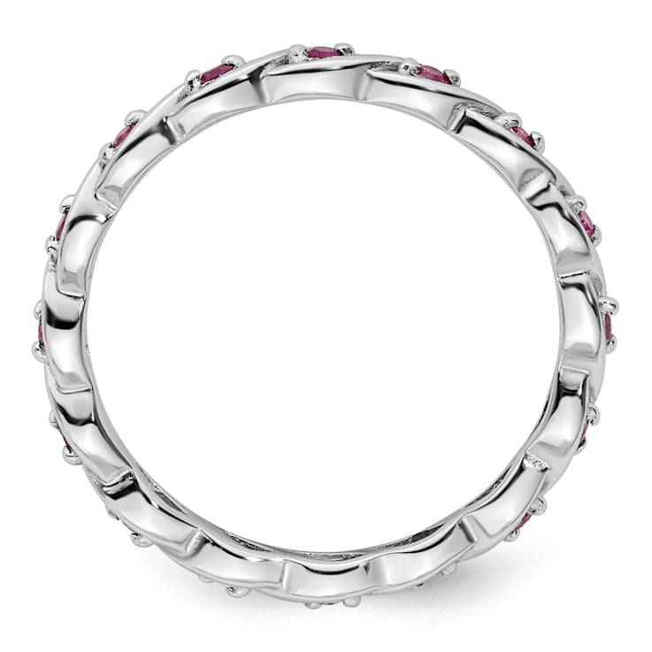 Sterling Silver Stackable Expressions Lab Created Ruby Ring 0.34ctw