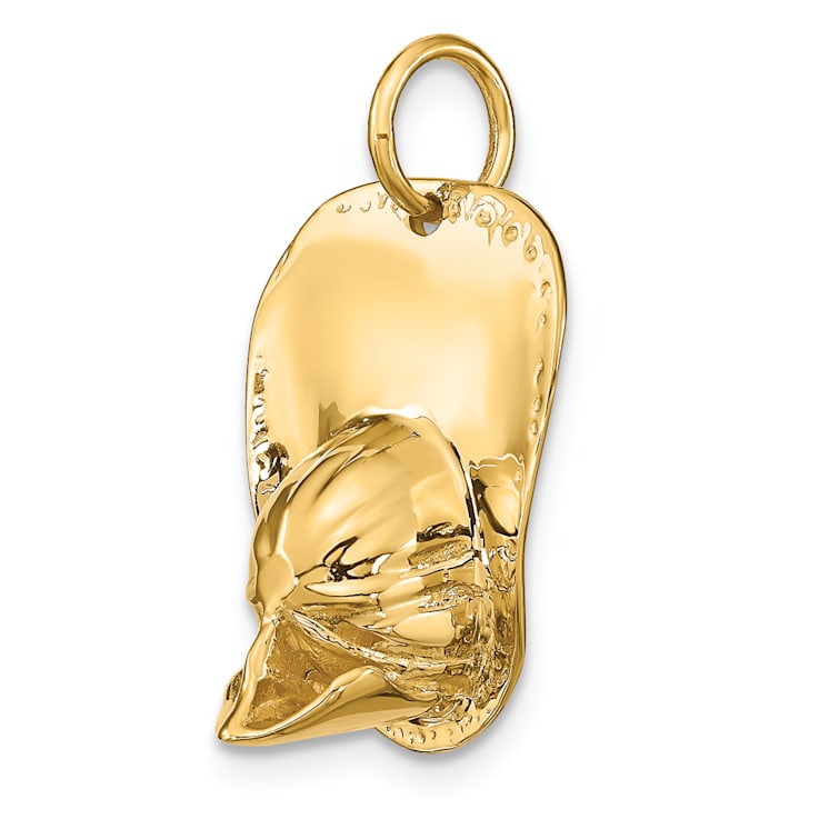 14k Yellow Gold Textured Large Fireman's Hat Charm Pendant