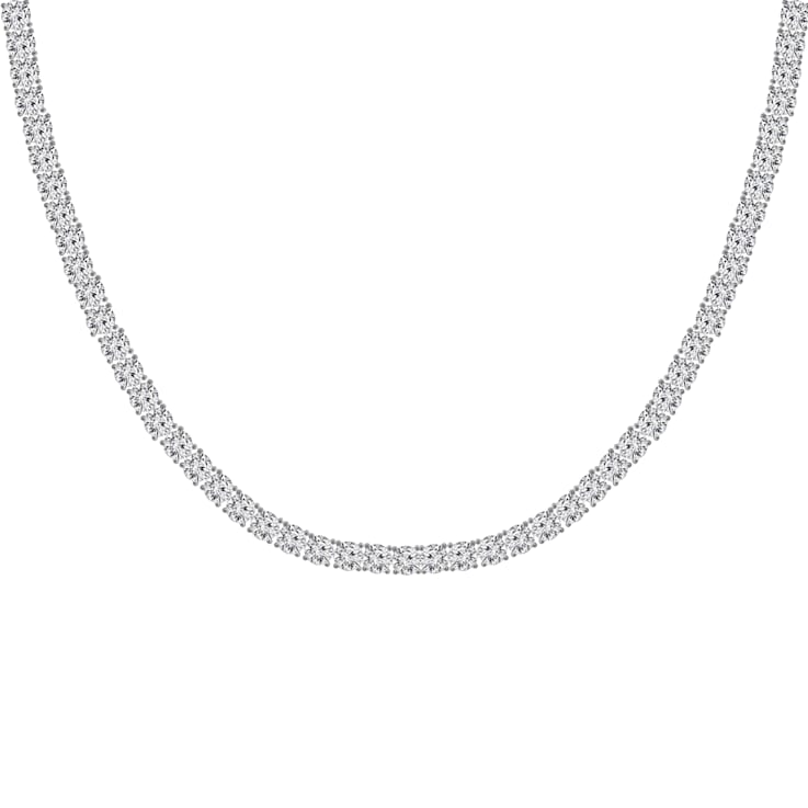 White Cubic Zirconia Platinum Over Sterling Silver Tennis Necklace 31.25ctw