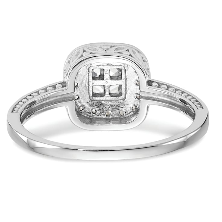 Rhodium Over 14K White Gold Diamond Cluster Engagement Ring 0.22ctw
