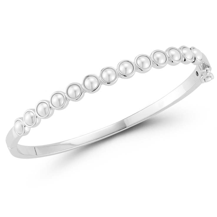 Rachel Zoe Freshwater Pearl Bangle Bracelet in Rhodium Over Sterling Silver
