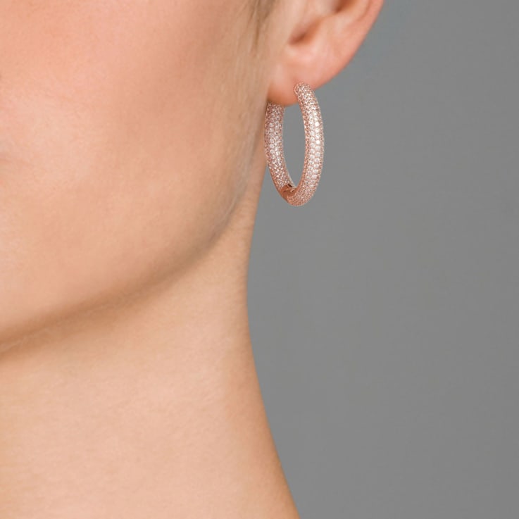 CZ Inside-Out Hoop Earrings In Sterling Silver