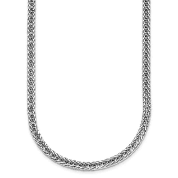 Rhodium Over Sterling Silver Polished 4.0mm Franco 18 Inch Chain
