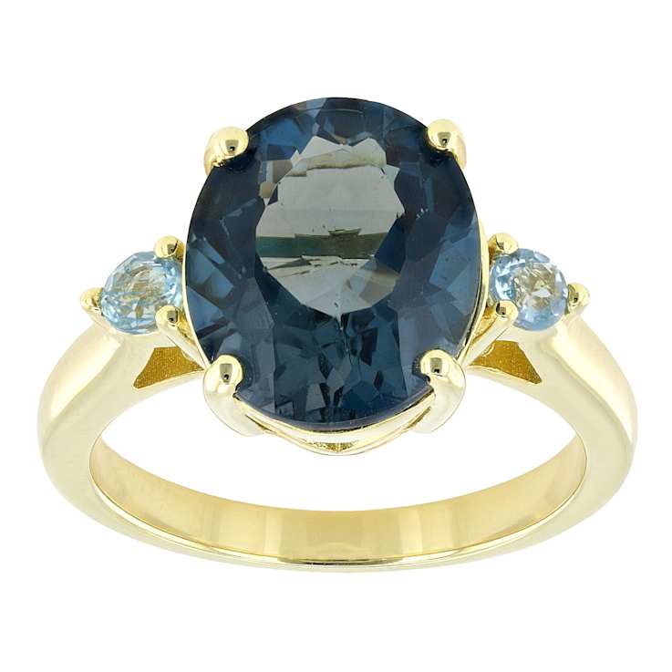 Blue Topaz And Swiss Blue Topaz Oval Ring In 18K Gold Over Sterling
Silver 5.83ctw