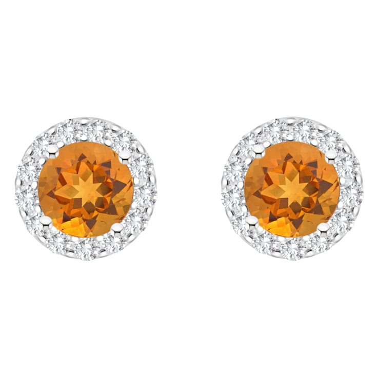 7mm Round Citrine And White Topaz Accent Rhodium Over Sterling Silver
Halo Stud Earrings