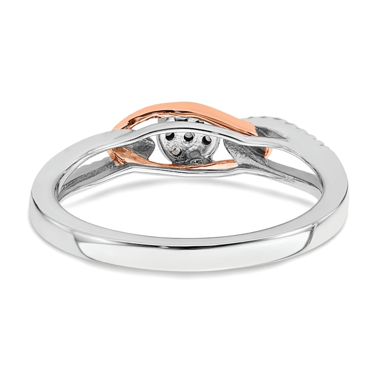 14K Two-tone White and Rose Gold Round Cluster Diamond
