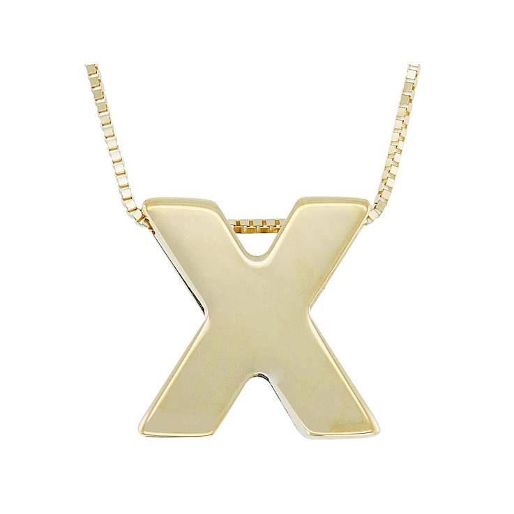 Block Letter X Initial Necklace In 10K Yellow Gold