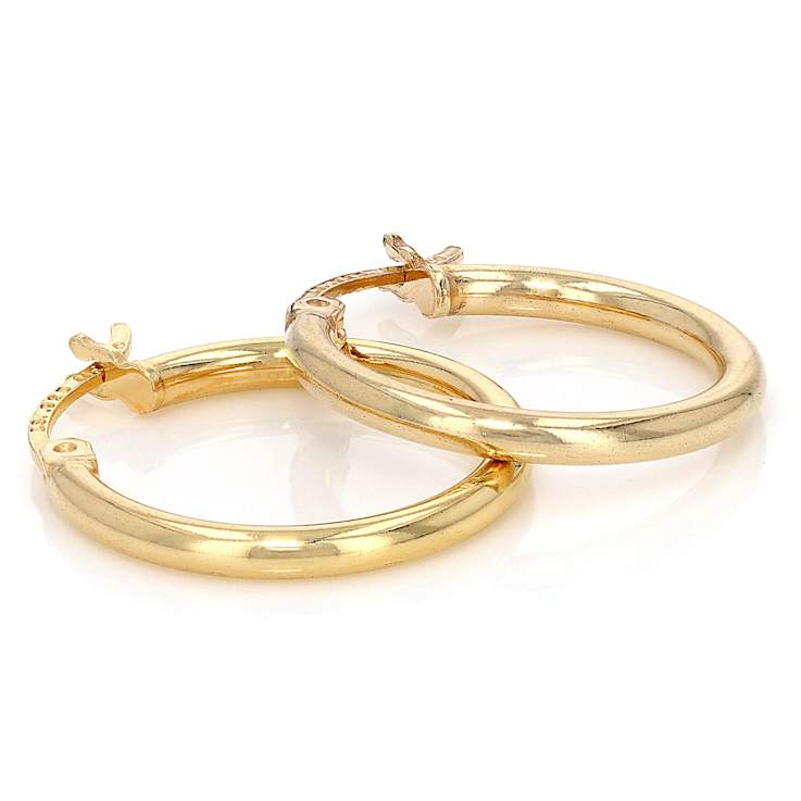 Classic Polished Hoop Earrings In 18K Gold Over Sterling Silver 0.6"