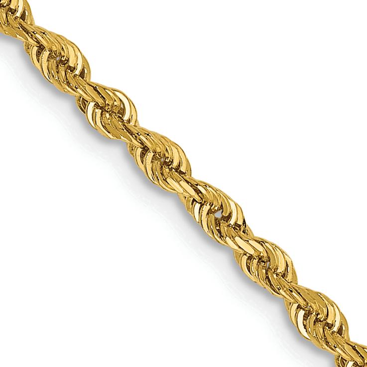 14k Yellow Gold 2.25mm Solid Diamond-Cut Quadruple Rope 28 Inch Chain