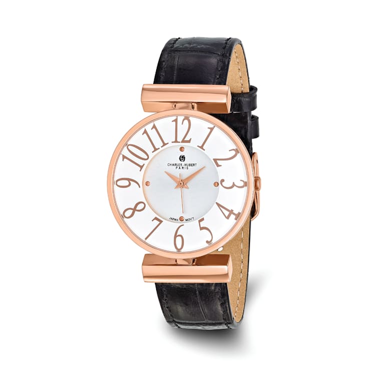 Ladies Charles Hubert  Rose IP-Plated Stainless Steel White Dial Watch