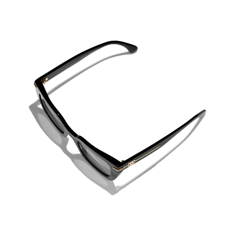 Chanel Black Frame with Chain Detail / Gray Polarized Lenses Sunglasses