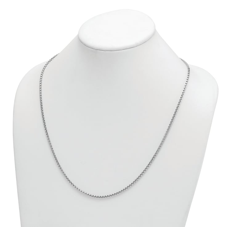 Rhodium Over Sterling Silver 2.7mm Box 24 Inch Chain