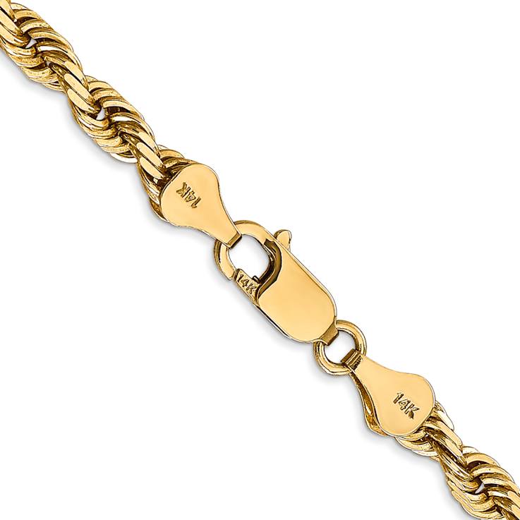 14k Yellow Gold 5mm Solid Diamond-Cut Quadruple Rope 22 Inch Chain