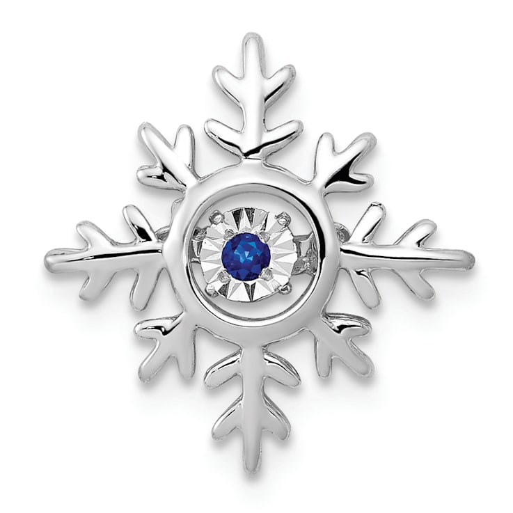 Rhodium Over 14k White Gold Vibrant Moving Sapphire Snowflake Chain
Slide Pendant