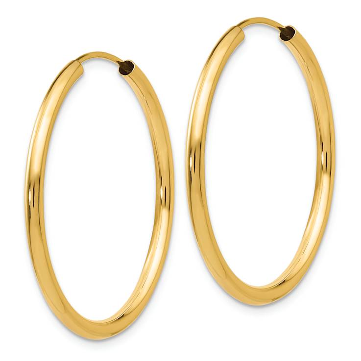 14k Yellow Gold Polished 1 3/16" Round Endless Hoop Earrings
