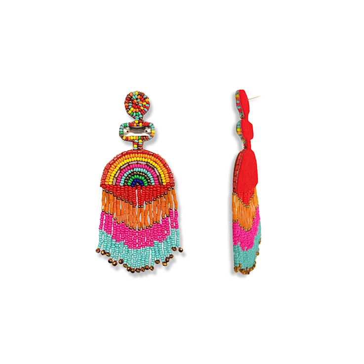 Multi-Color Fringe Seed Bead Earring