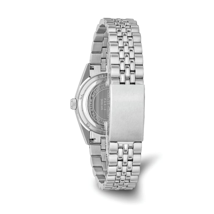 Men's Charles Hubert Stainless Steel Black Dial Watch