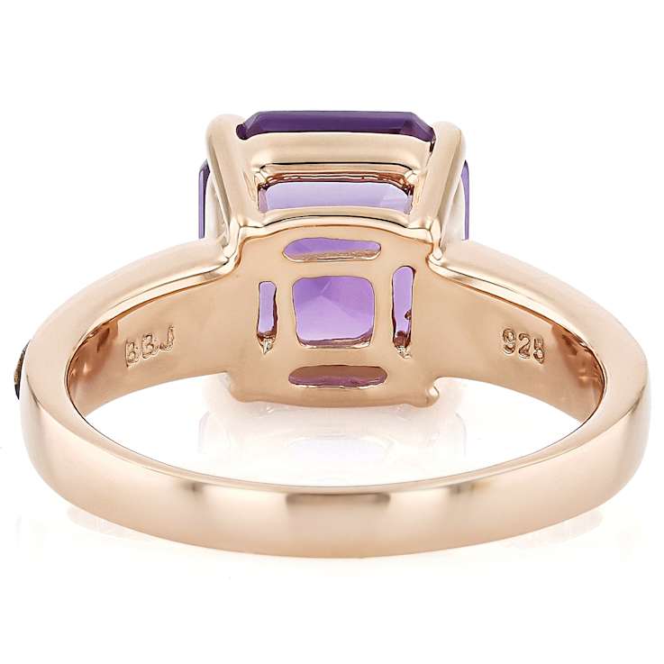 Amethyst Asscher And Purple Turquoise Inlay Ring In 18K Rose Gold Over
Sterling Silver 3.15ct