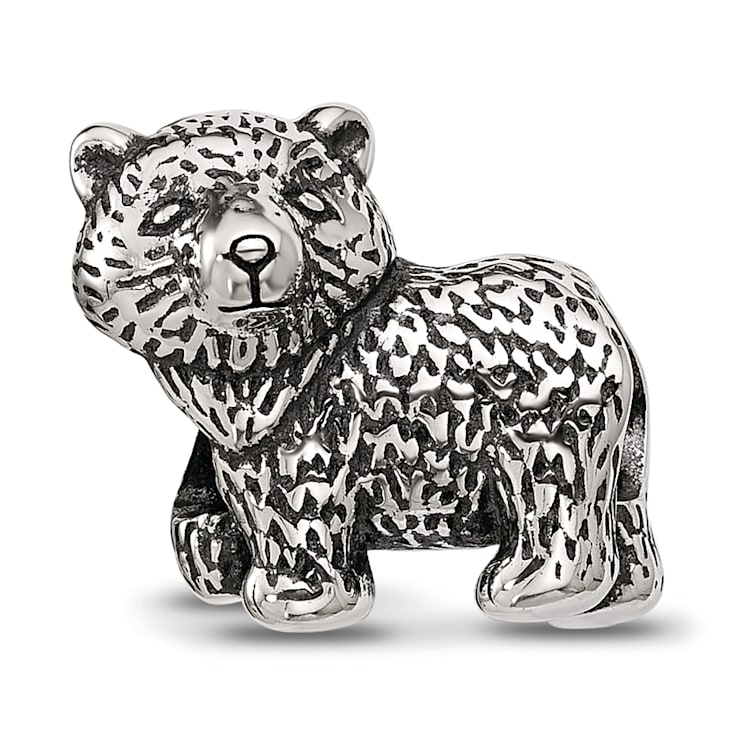 Sterling Silver Antiqued Bear Bead