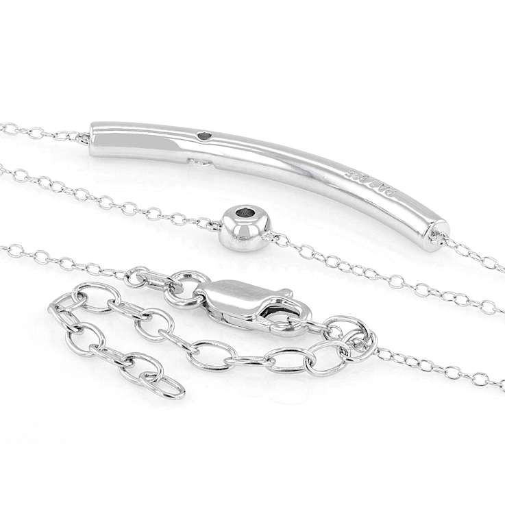 Moissanite Layered Bar And Solitaire Necklace In Platinum-Enhanced
Sterling Silver