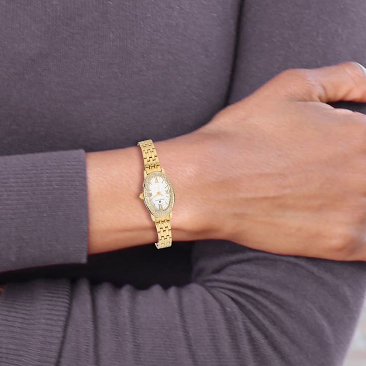 Charles Hubert Ladies IP Plated Stainless Steel Crystal Bezel 21x32mm Watch