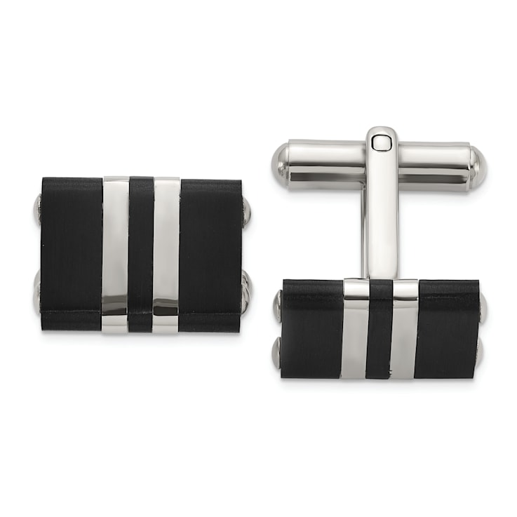 Stainless Steel Brushed and Polished Black IP-plated Cuff Links