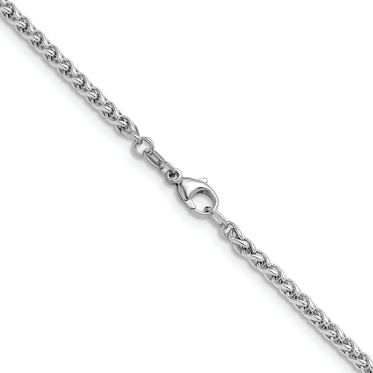 Rhodium Over Sterling Silver 3.0mm Wheat 20 Inch Chain