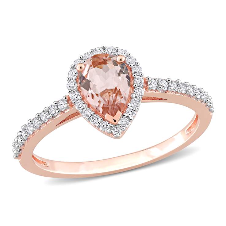 Morganite and Diamond 10K Rose Gold Ring 0.99ctw