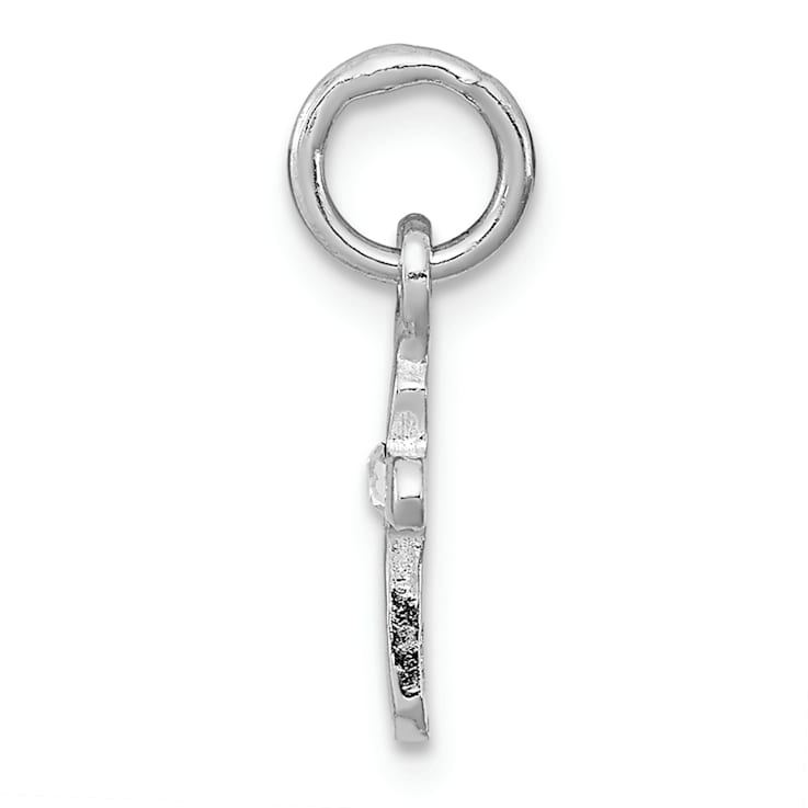 Rhodium Over Sterling Silver Child's April Preciosca Crystal Cross Pendant