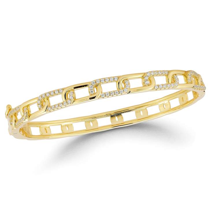Rachel Zoe CZ Curb Link Bangle Bracelet in 14K Gold Over Sterling Silver