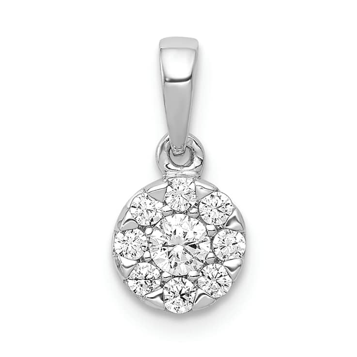 Rhodium Over 10k White Gold 0.26 ctw Diamond Circle Cluster Pendant