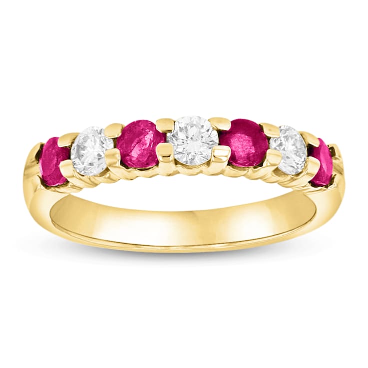 1.00ctw Ruby and Diamond Wedding Band Ring in 14k Yellow Gold