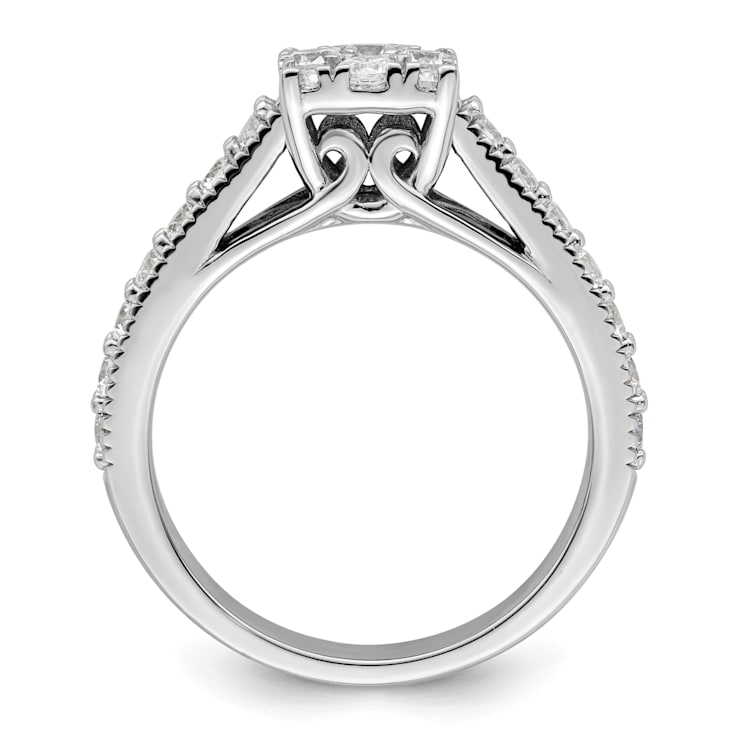 Rhodium Over 14K White Gold Lab Grown Diamond VS/SI GH, Cluster Ring 0.991ctw