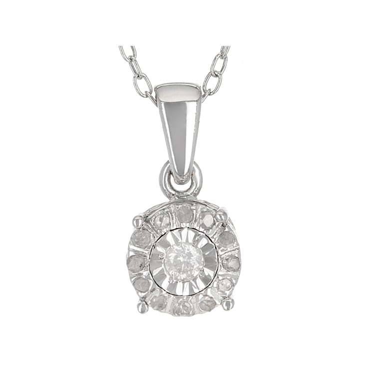 White Diamond Rhodium Over Sterling Silver Earrings And Pendant Jewely
Set 0.20ctw
