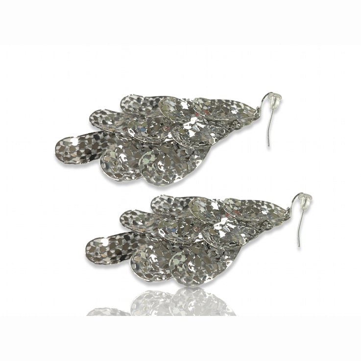 Silver Tone Filigree Drop Cluster Earring