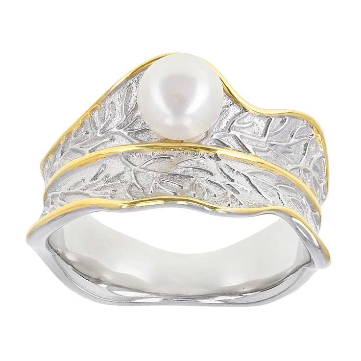 Freshwater Pearl Nature Inspired Two-Tone Ring